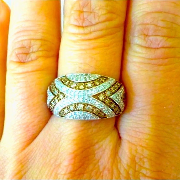 Estate, LeVian Style Jewelry - LeVian Style Diamond 14K White Gold Ring, Solid Gold Band-8.1gm, 1 of a Kind